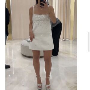 NWT Retrofete CORNELIA EMBELLISHED DRESS in white Small